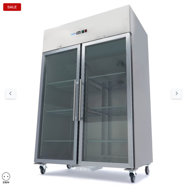  Καταψύκτης - 1400L - 6 ρυθμιζόμενα ράφια (2/1 GN) - ανοξείδωτος χάλυβας - με γυάλινες πόρτες